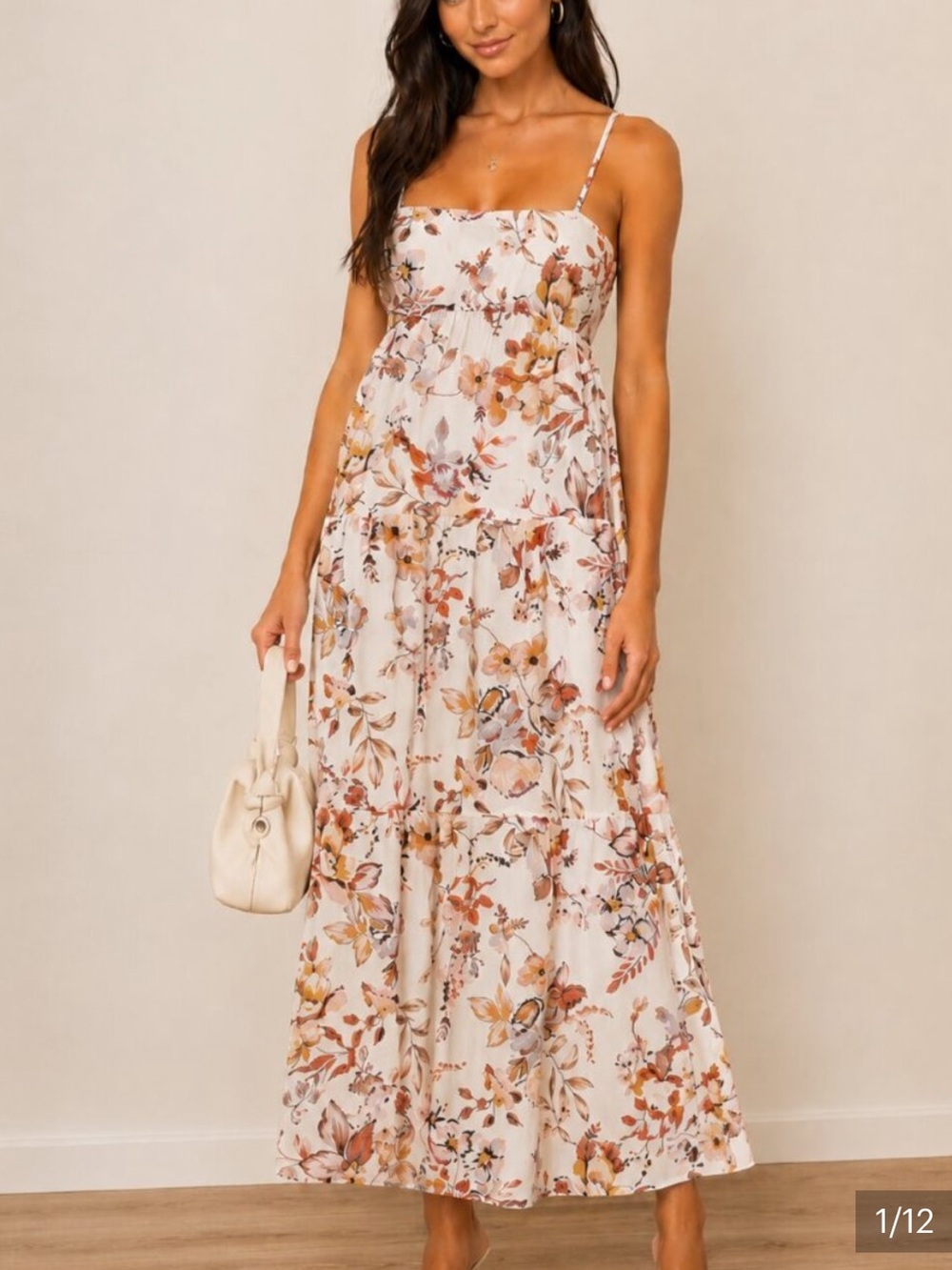 Anthropologie Bardot floral flow maxi dress white with brown yellow bohemian